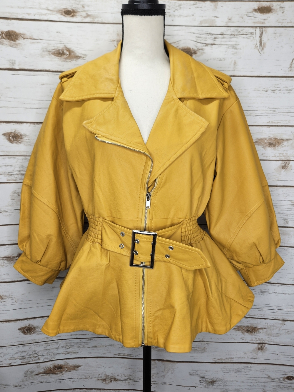 Bebe Plus Asymmetrical Front Zip Faux Leather Jacket Size Medium